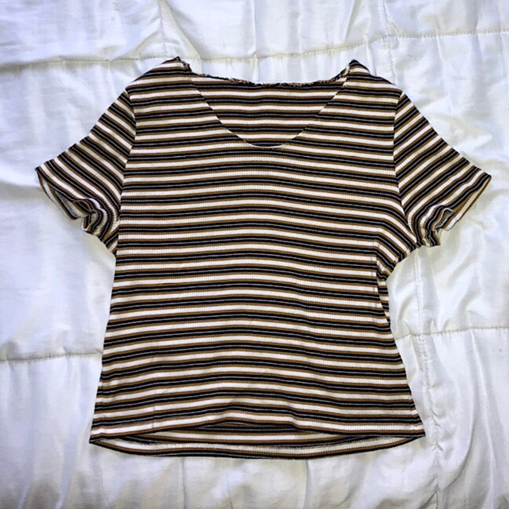 striped brown t-shirt H&M size S